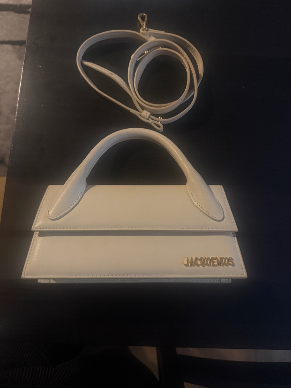 Authentic Jacquemus Le Chiquito Cream Leather Top-Handle Bag